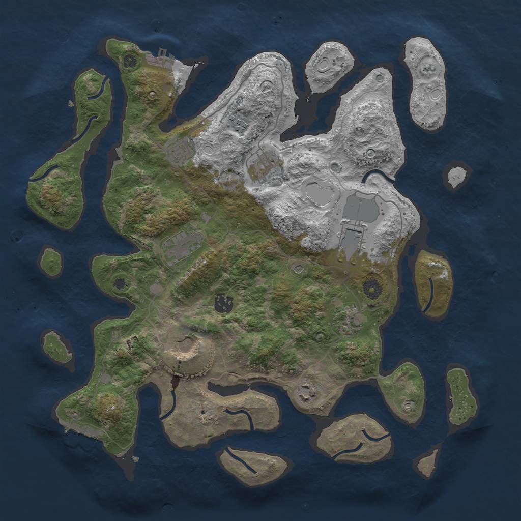 Rust Map: Procedural Map, Size: 3950, Seed: 584871, 20 Monuments