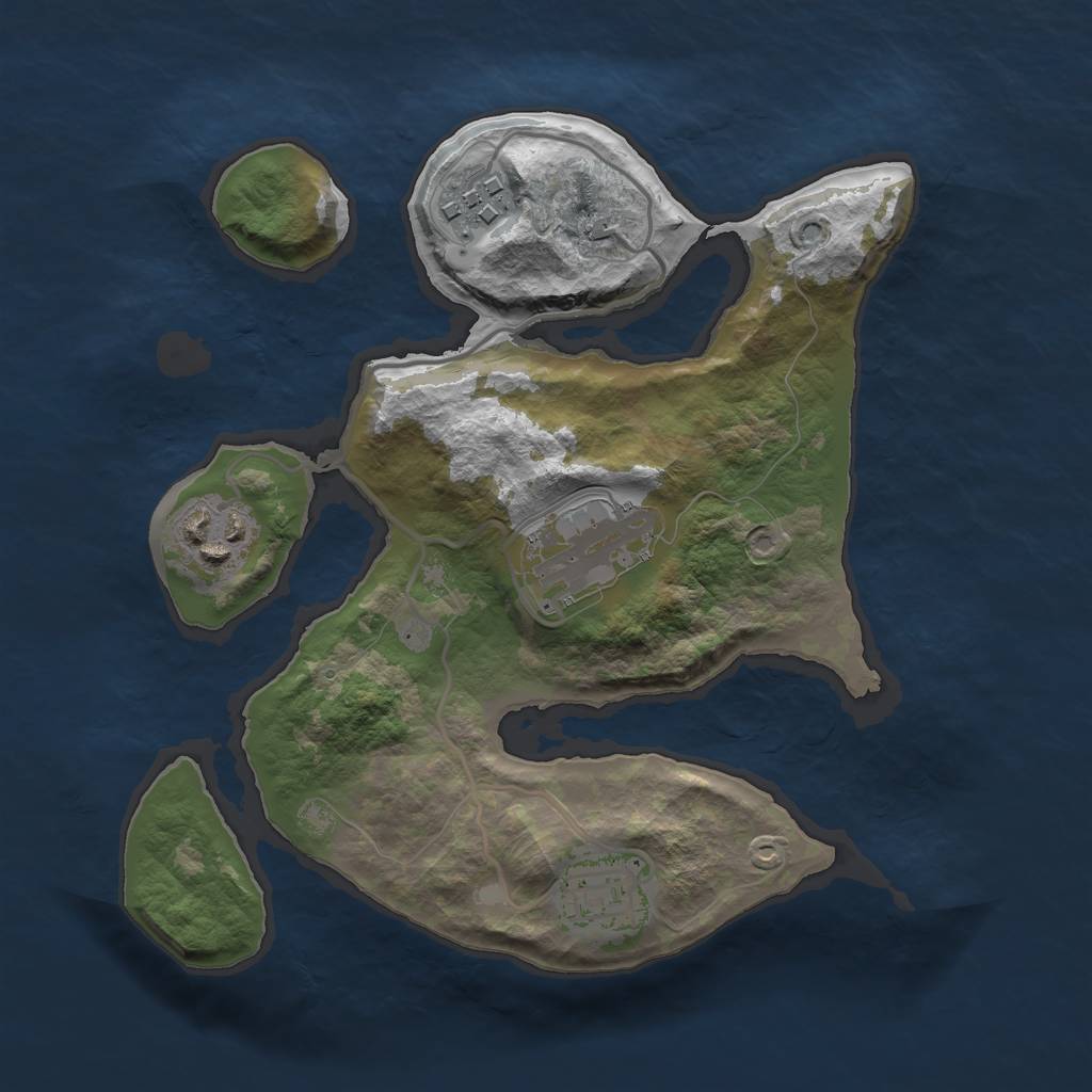 Rust Map: Barren, Size: 2500, Seed: 5, 6 Monuments