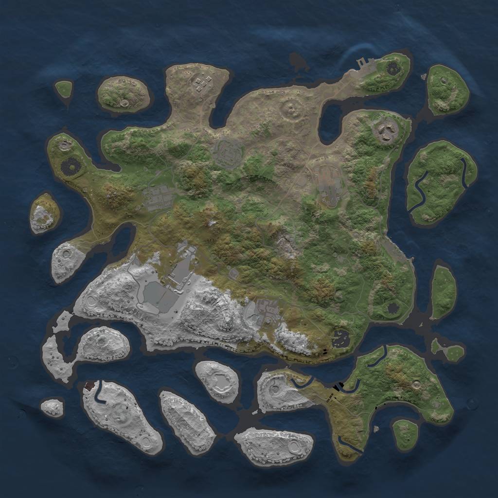 Rust Map: Procedural Map, Size: 3950, Seed: 615996, 19 Monuments