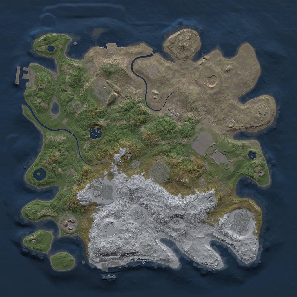 Rust Map: Procedural Map, Size: 3500, Seed: 981273976, 15 Monuments