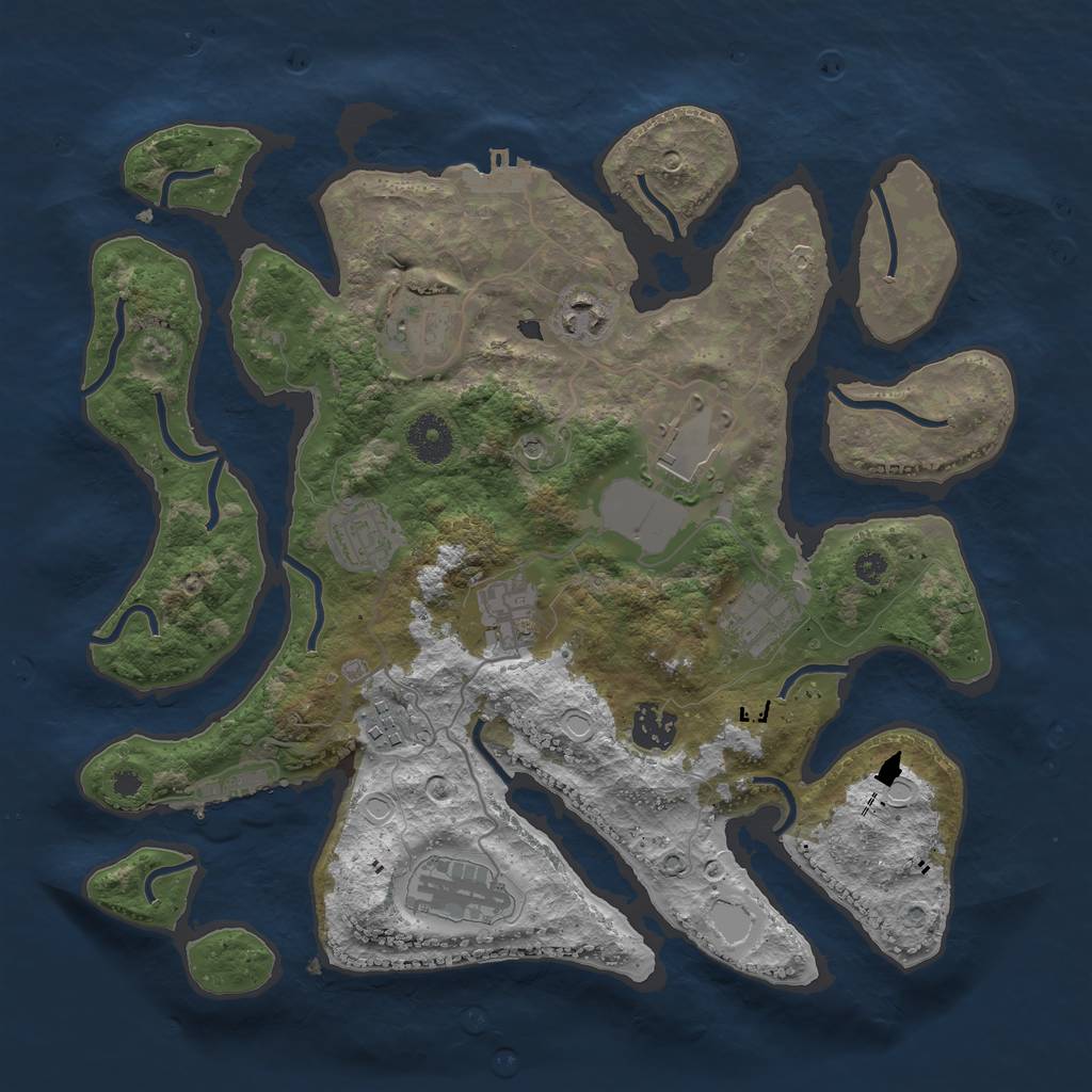 Rust Map: Procedural Map, Size: 3500, Seed: 981273976, 20 Monuments