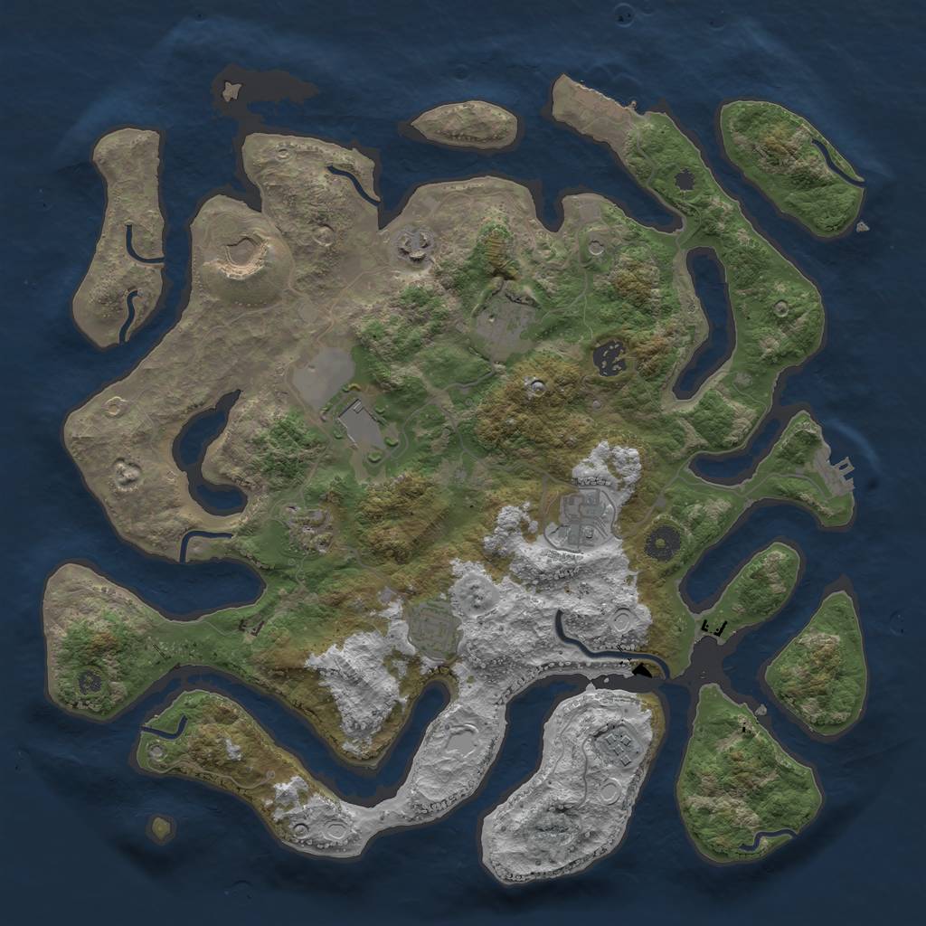 Rust Map: Procedural Map, Size: 3950, Seed: 428070, 20 Monuments