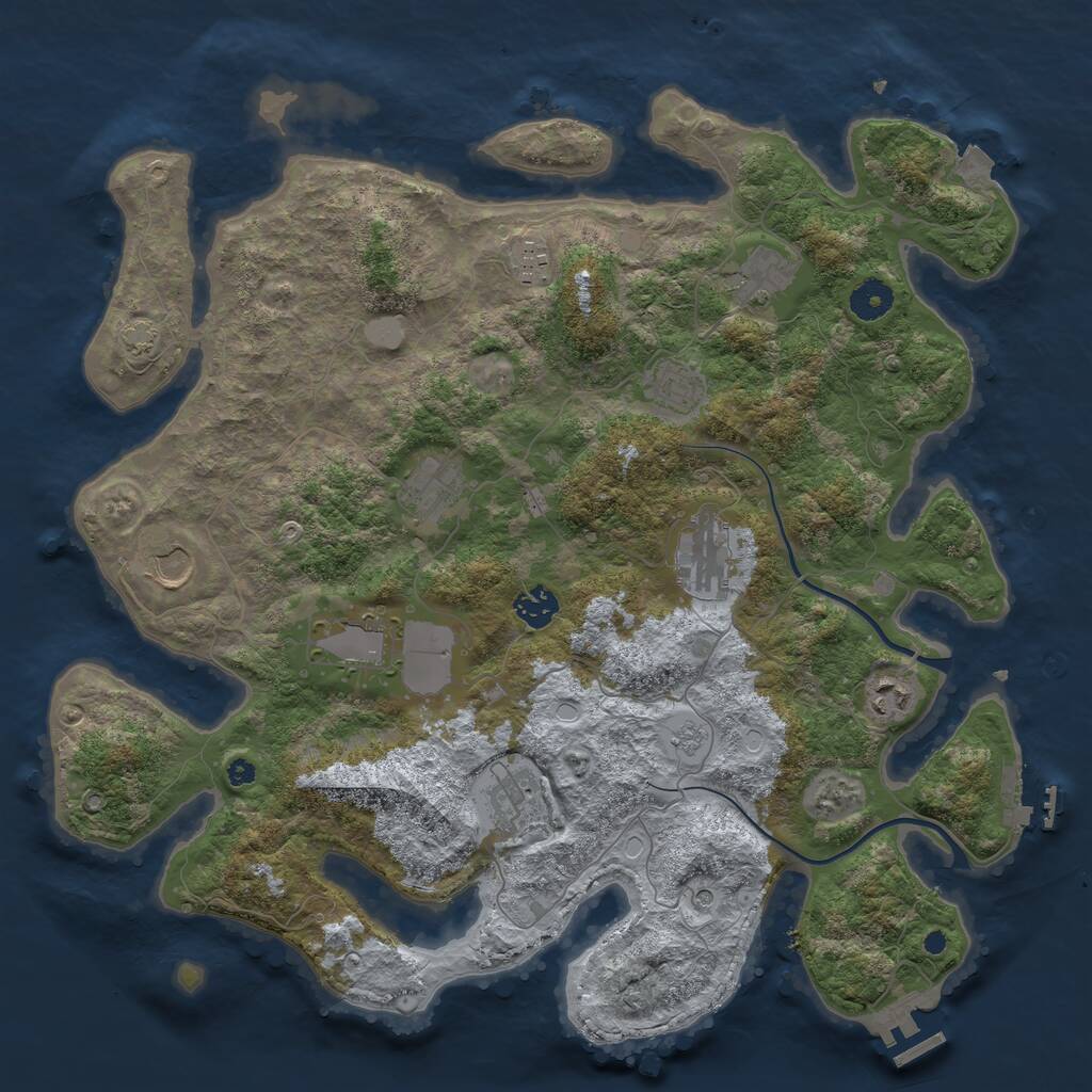 Rust Map: Procedural Map, Size: 3950, Seed: 428070, 16 Monuments