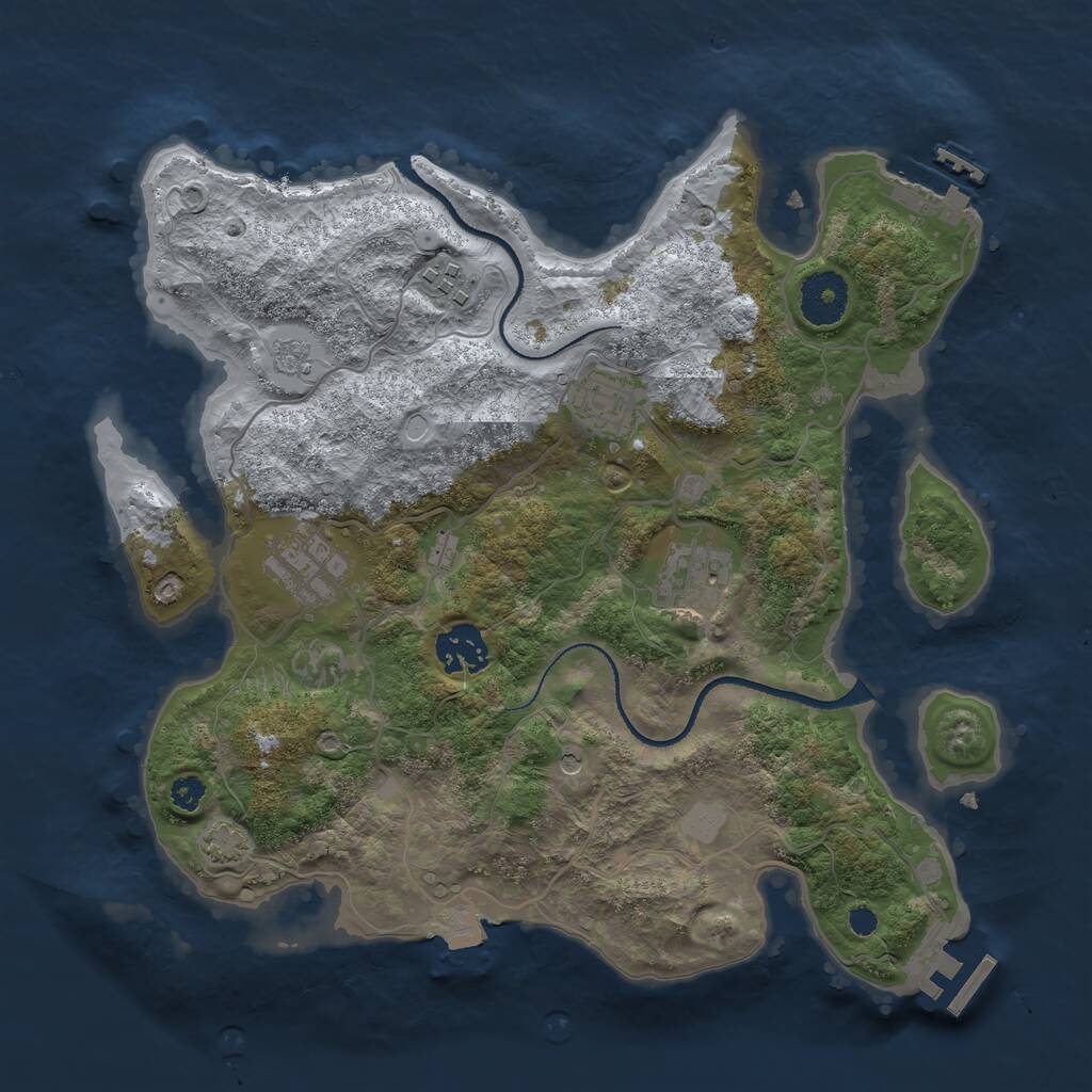 Rust Map: Procedural Map, Size: 3200, Seed: 1234545, 11 Monuments