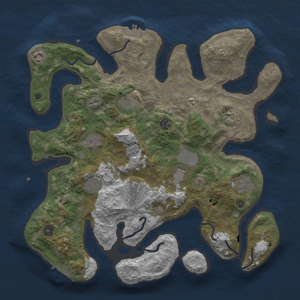 Rust Map: Procedural Map, Size: 4000, Seed: 228835451, 21 Monuments