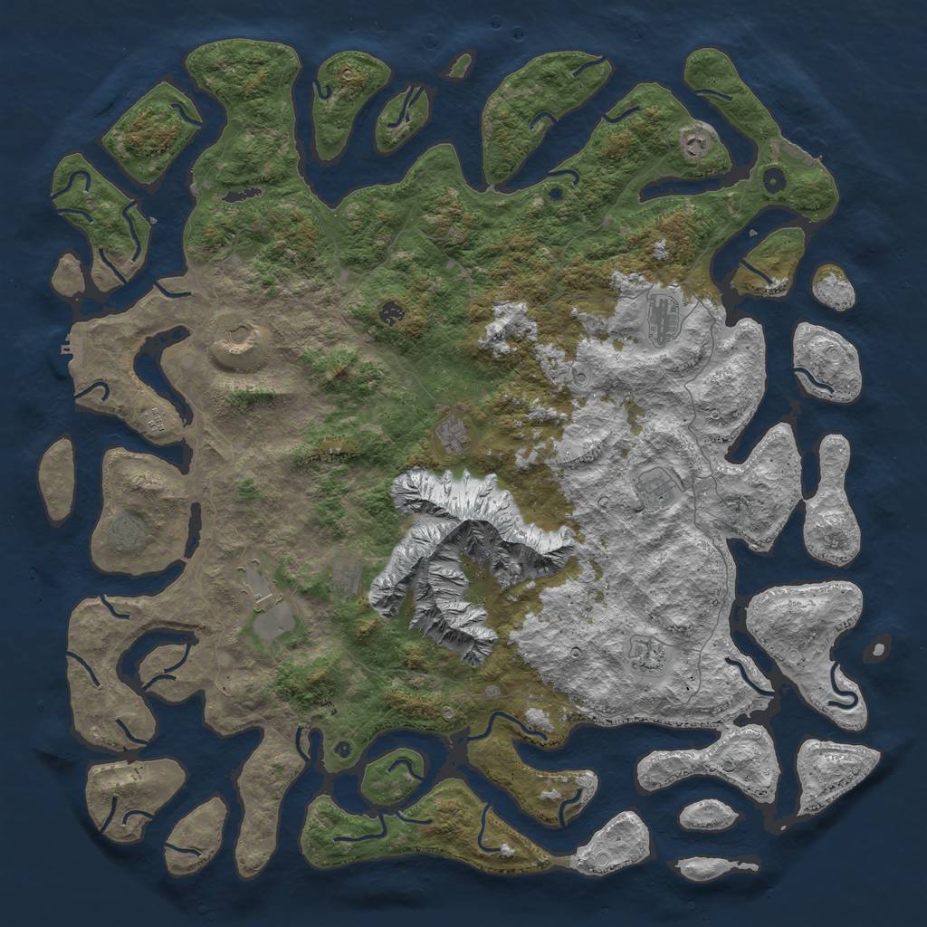 Rust Map: Procedural Map, Size: 6000, Seed: 830583, 22 Monuments