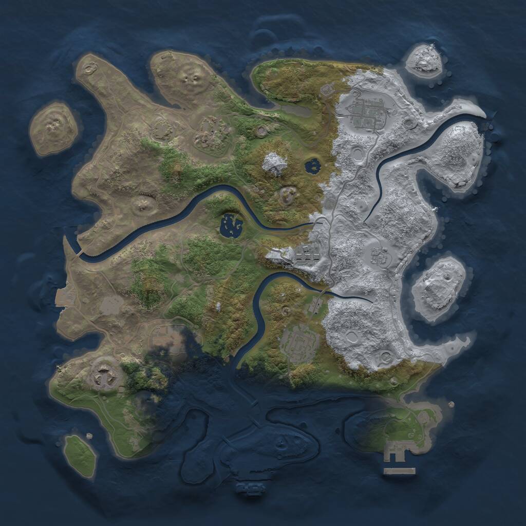 Rust Map: Procedural Map, Size: 3350, Seed: 58792942, 13 Monuments