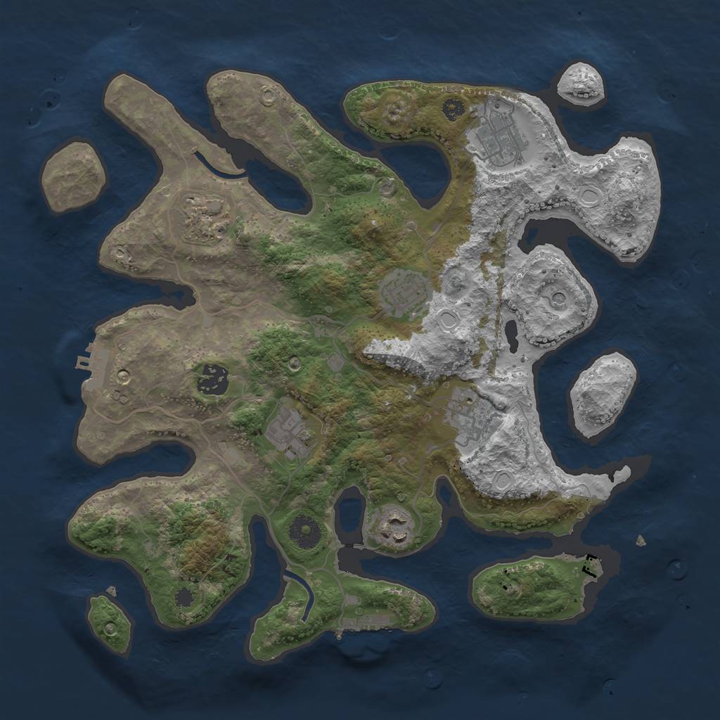 Rust Map: Procedural Map, Size: 3350, Seed: 58792942, 18 Monuments