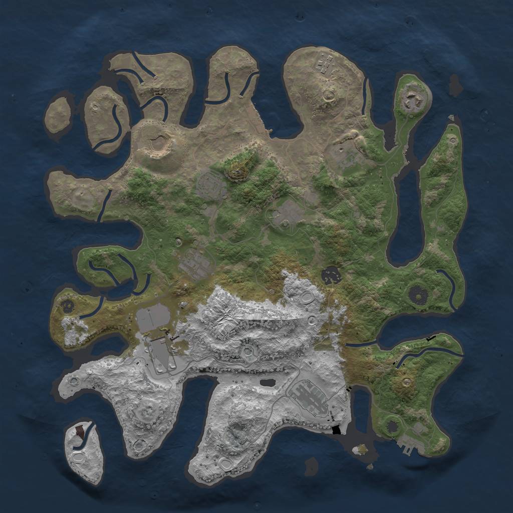 Rust Map: Procedural Map, Size: 3950, Seed: 654908, 21 Monuments