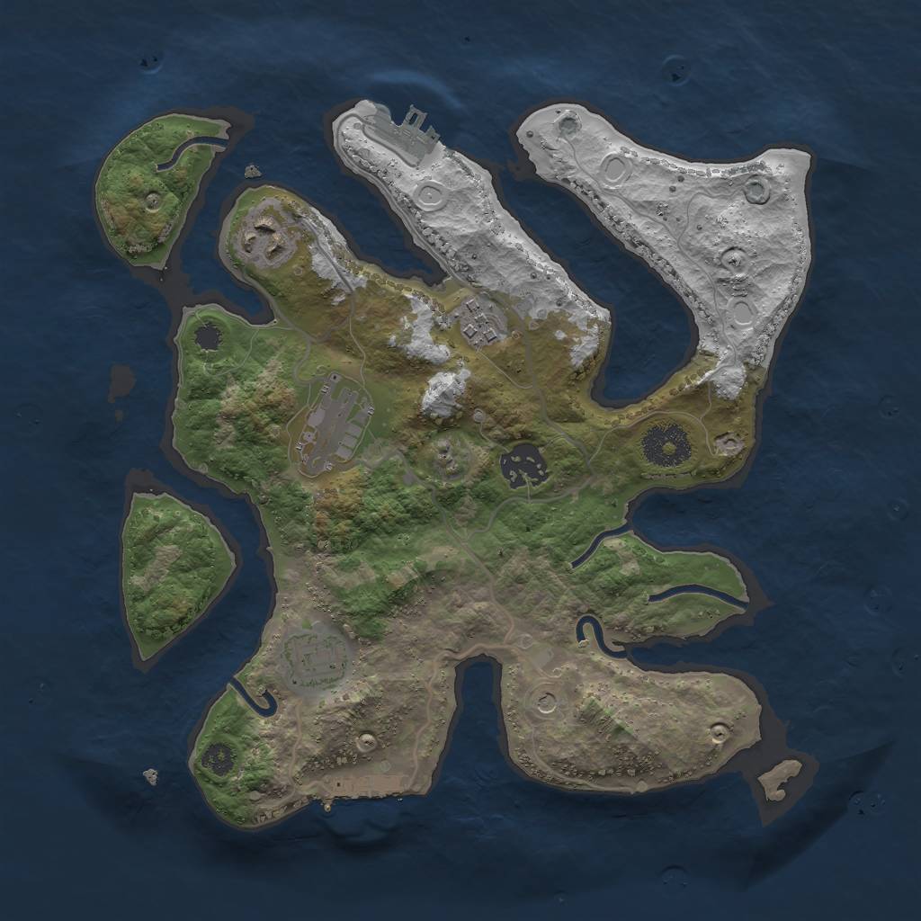 Rust Map: Procedural Map, Size: 3000, Seed: 1885586252, 16 Monuments