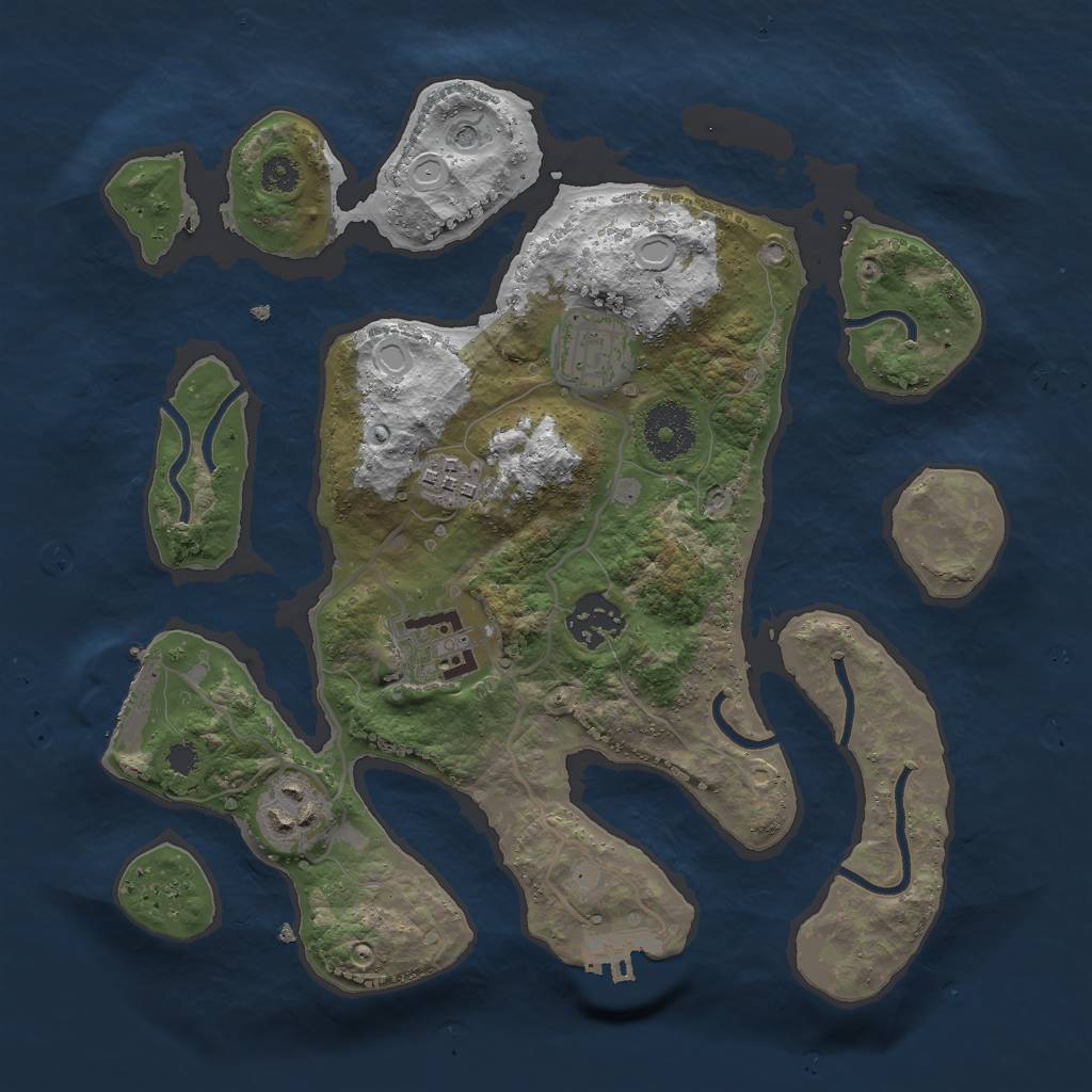 Rust Map: Procedural Map, Size: 3000, Seed: 911304397, 16 Monuments