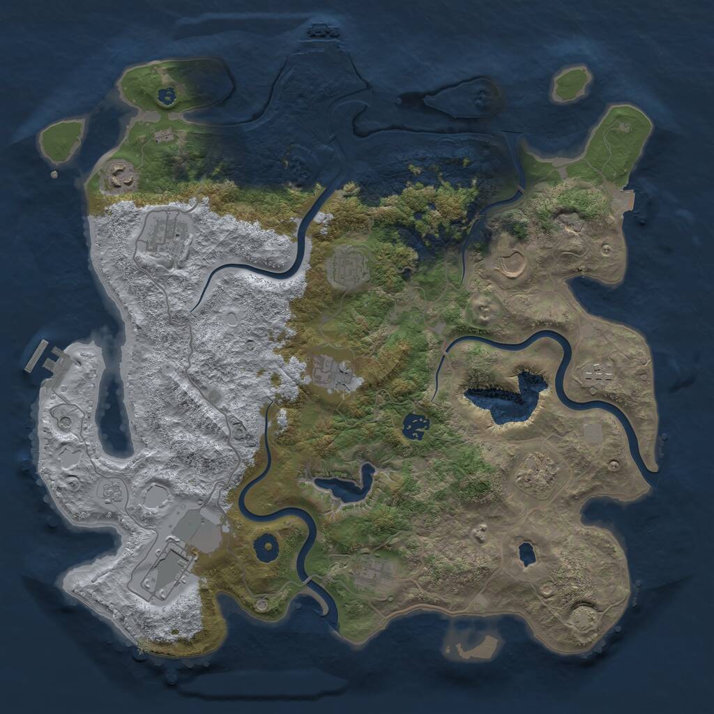Rust Map: Procedural Map, Size: 4000, Seed: 116336137, 16 Monuments