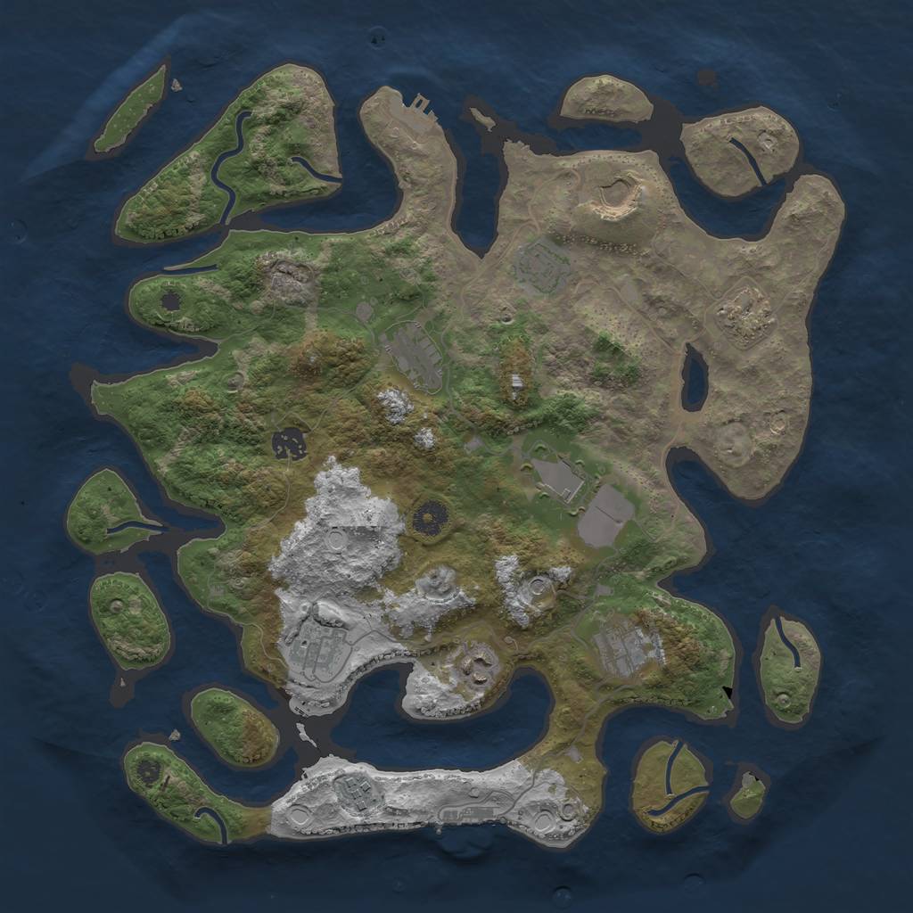 Rust Map: Procedural Map, Size: 3950, Seed: 713621, 21 Monuments