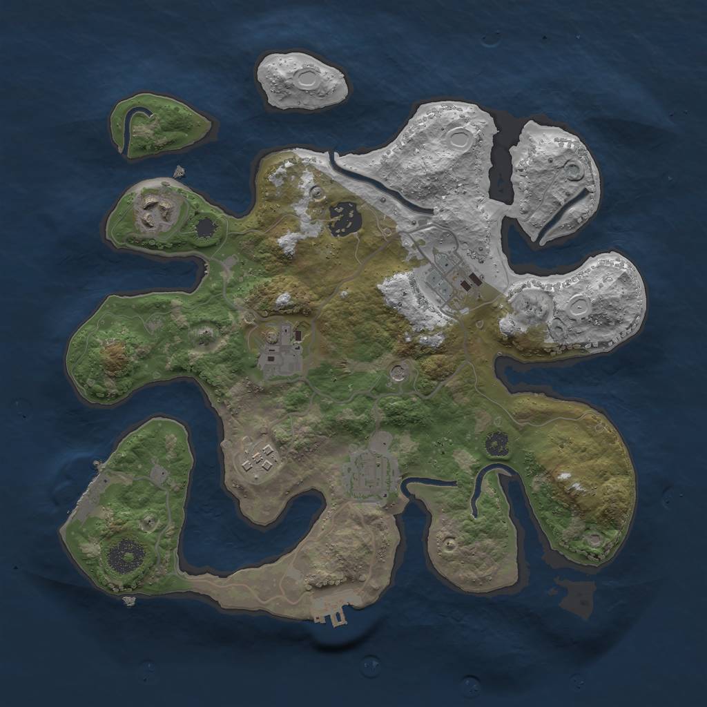 Rust Map: Procedural Map, Size: 3000, Seed: 1609251323, 17 Monuments