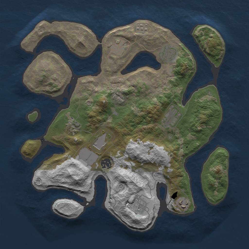 Rust Map: Barren, Size: 3507, Seed: 404040, 12 Monuments