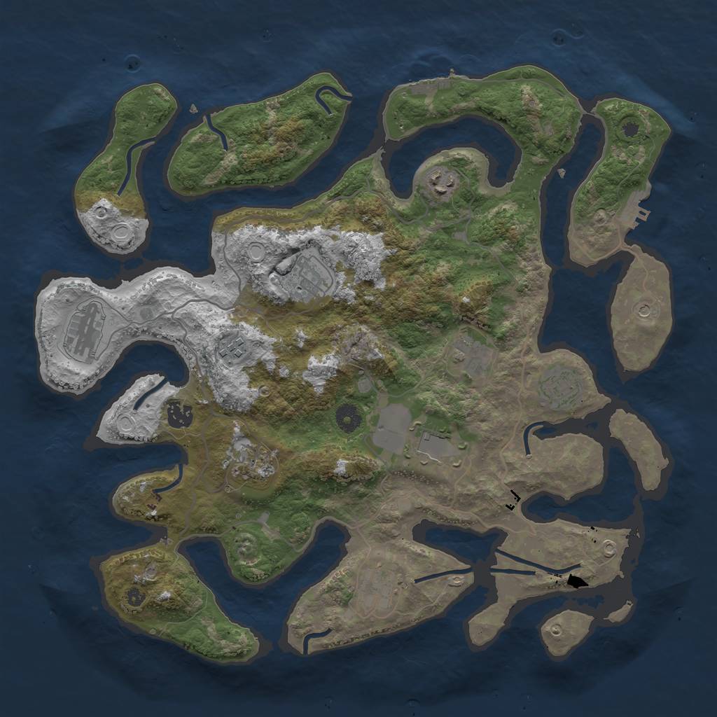 Rust Map: Procedural Map, Size: 4000, Seed: 1438151366, 21 Monuments