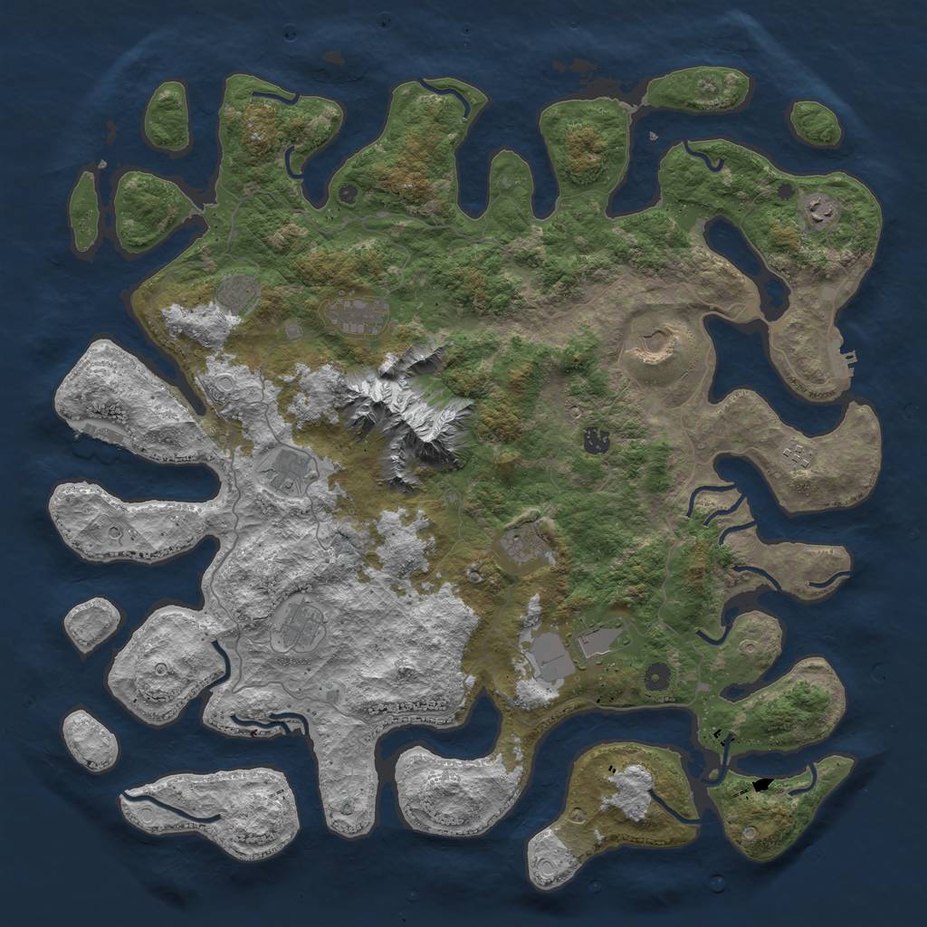 Rust Map: Procedural Map, Size: 5000, Seed: 407360946, 21 Monuments