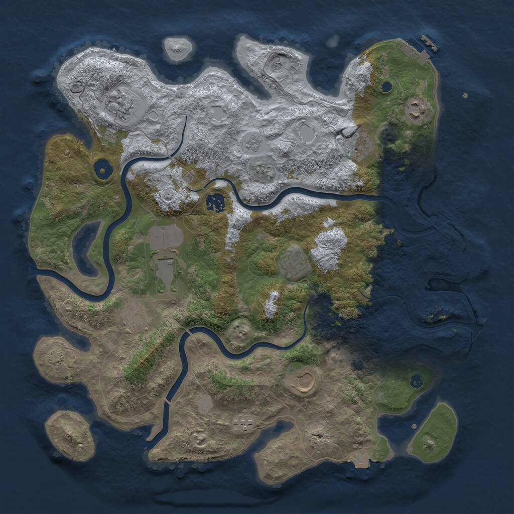 Rust Map: Procedural Map, Size: 3950, Seed: 752863, 15 Monuments