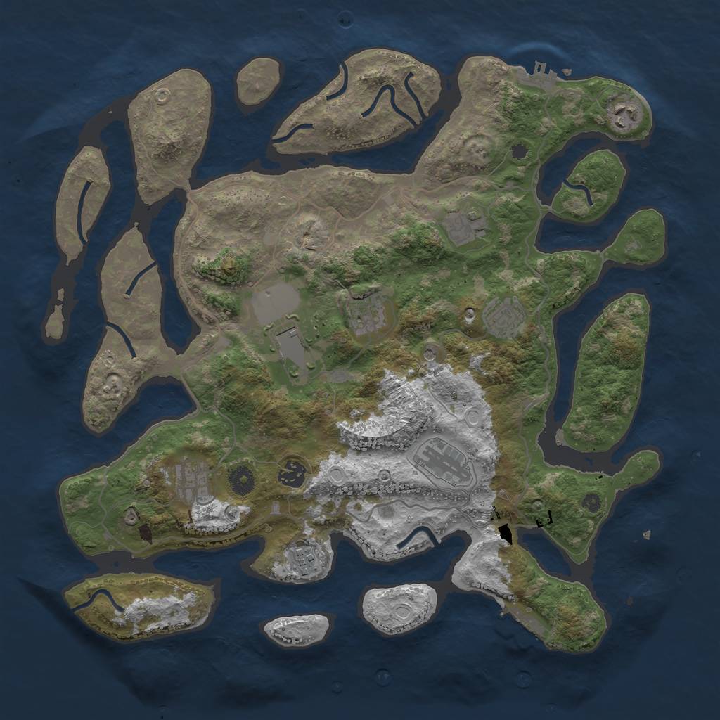 Rust Map: Procedural Map, Size: 4000, Seed: 1415415105, 20 Monuments