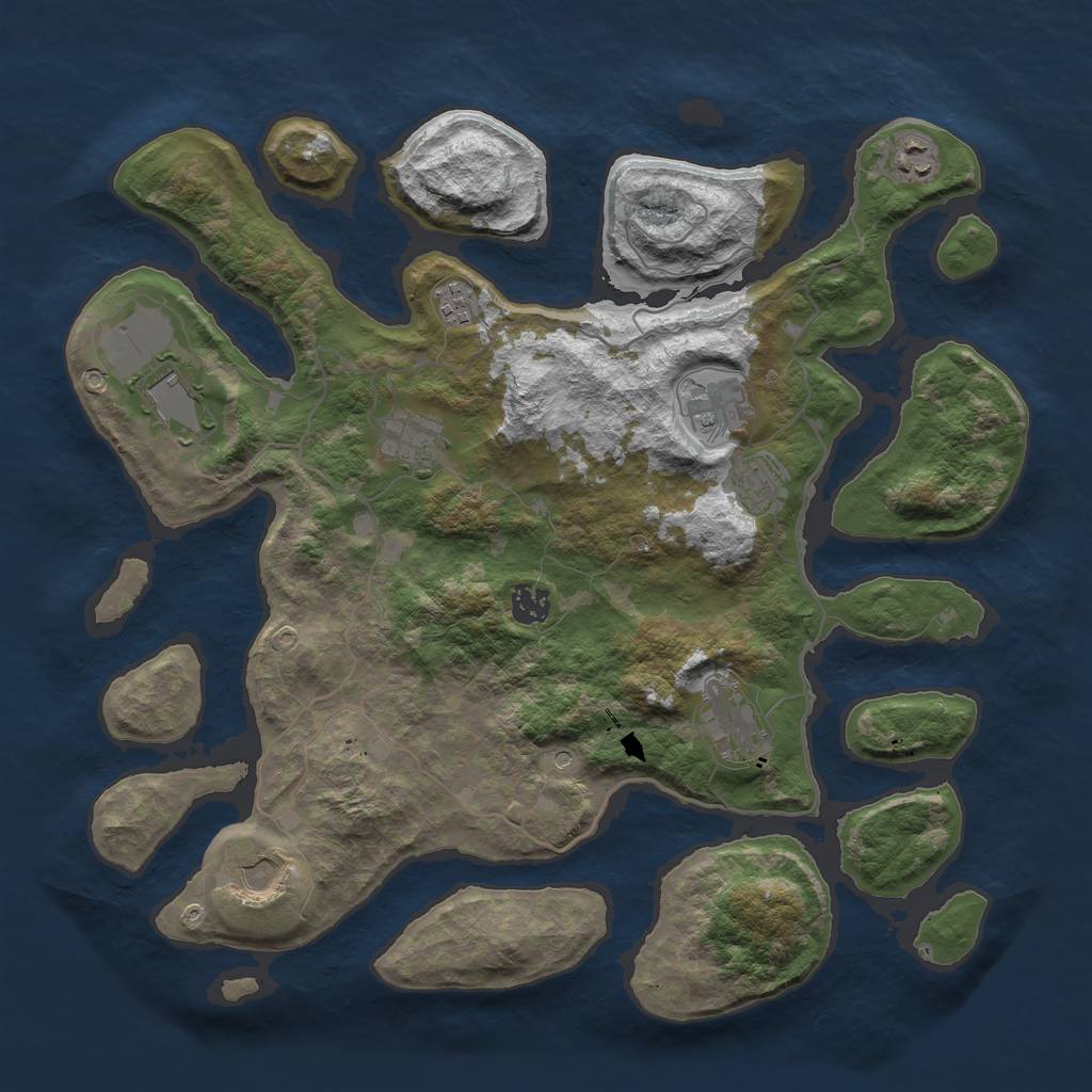 Rust Map: Barren, Size: 4000, Seed: 22102, 12 Monuments