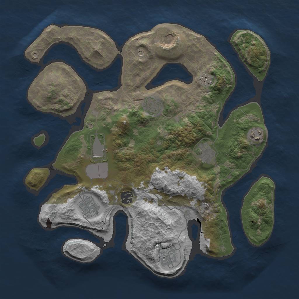 Rust Map: Barren, Size: 3511, Seed: 404040, 12 Monuments
