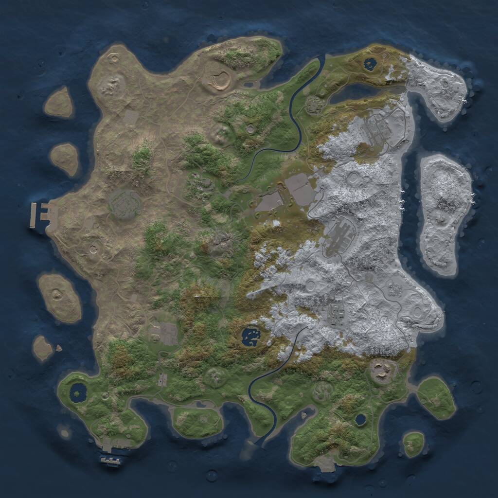Rust Map: Procedural Map, Size: 3950, Seed: 291876, 16 Monuments