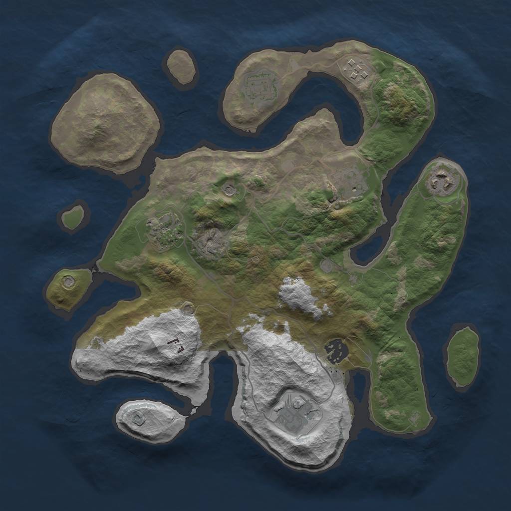 Rust Map: Barren, Size: 3250, Seed: 404040, 10 Monuments