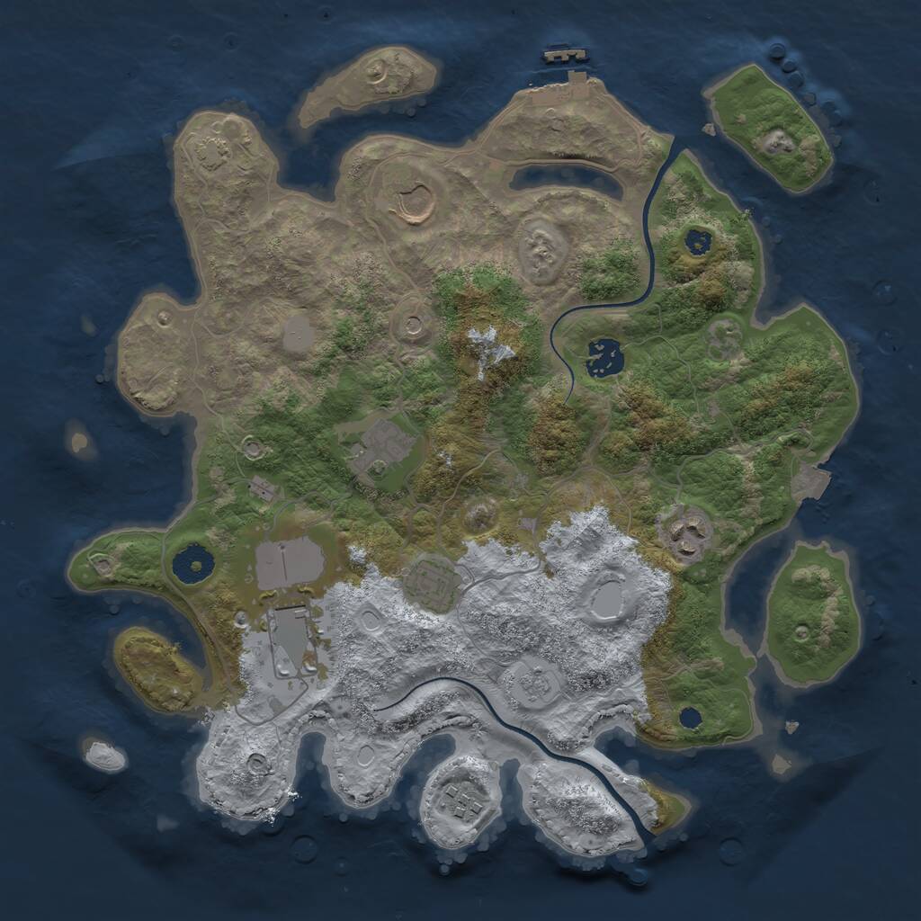 Rust Map: Procedural Map, Size: 3500, Seed: 2575, 12 Monuments