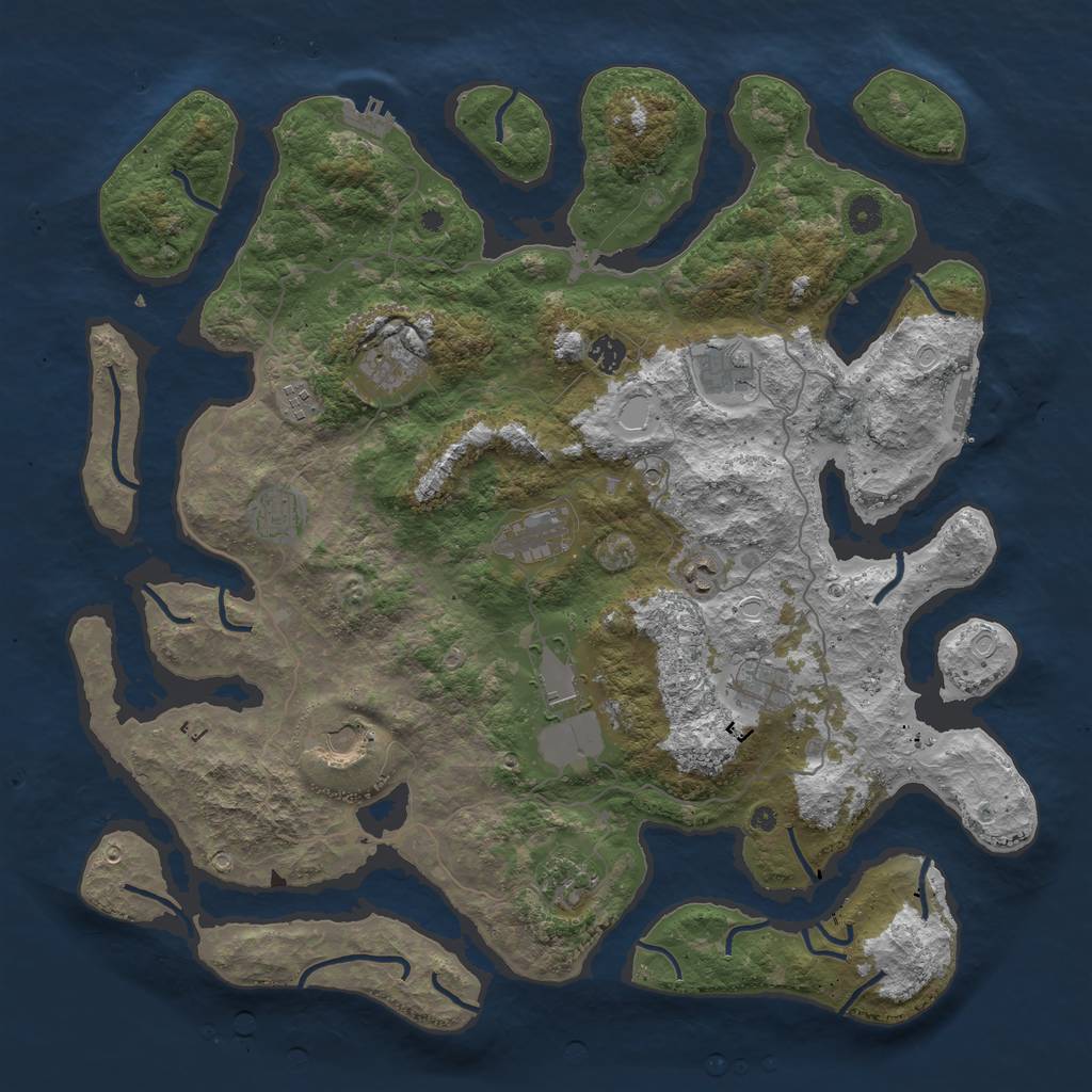 Rust Map: Procedural Map, Size: 4500, Seed: 1298639358, 22 Monuments