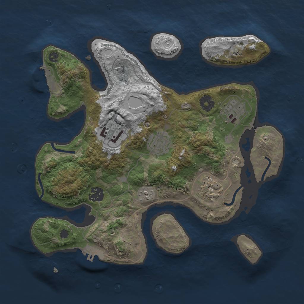 Rust Map: Procedural Map, Size: 3000, Seed: 1327389693, 16 Monuments