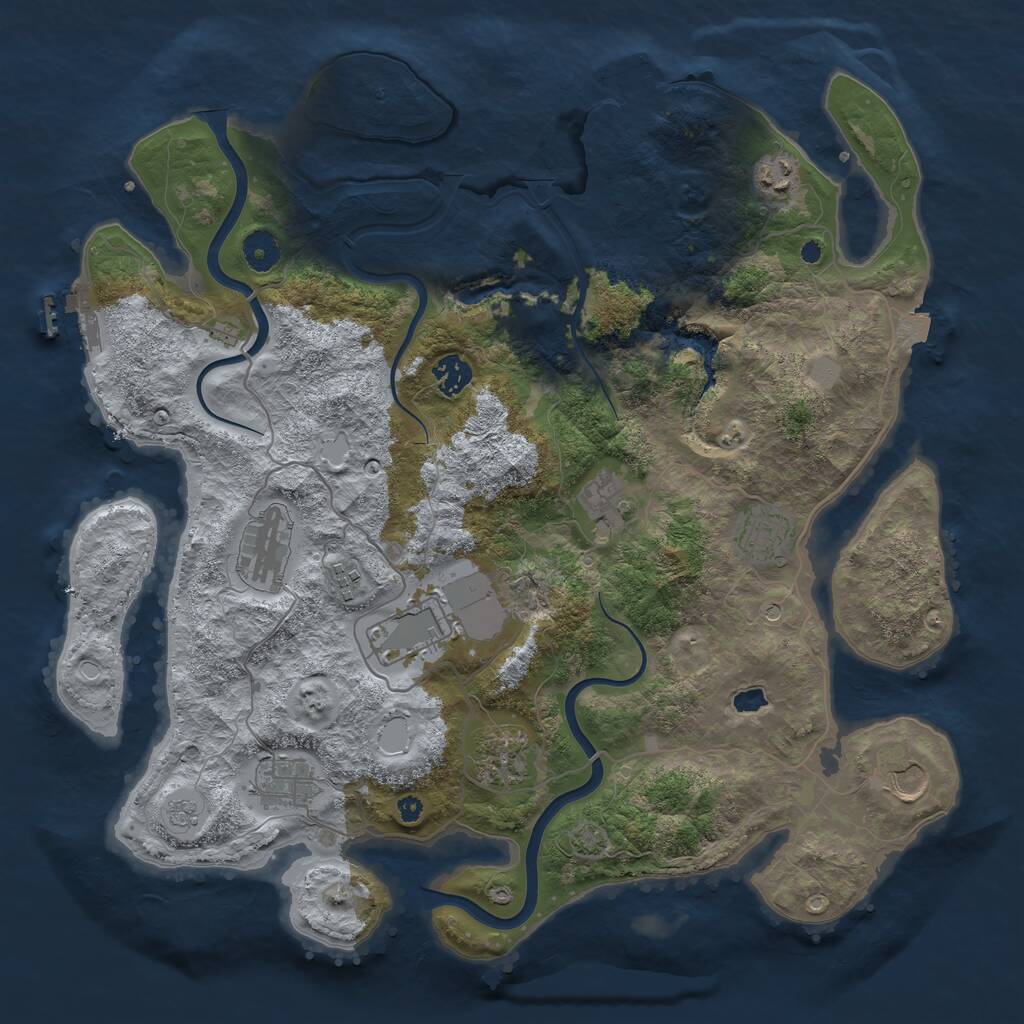 Rust Map: Procedural Map, Size: 4000, Seed: 491932, 16 Monuments