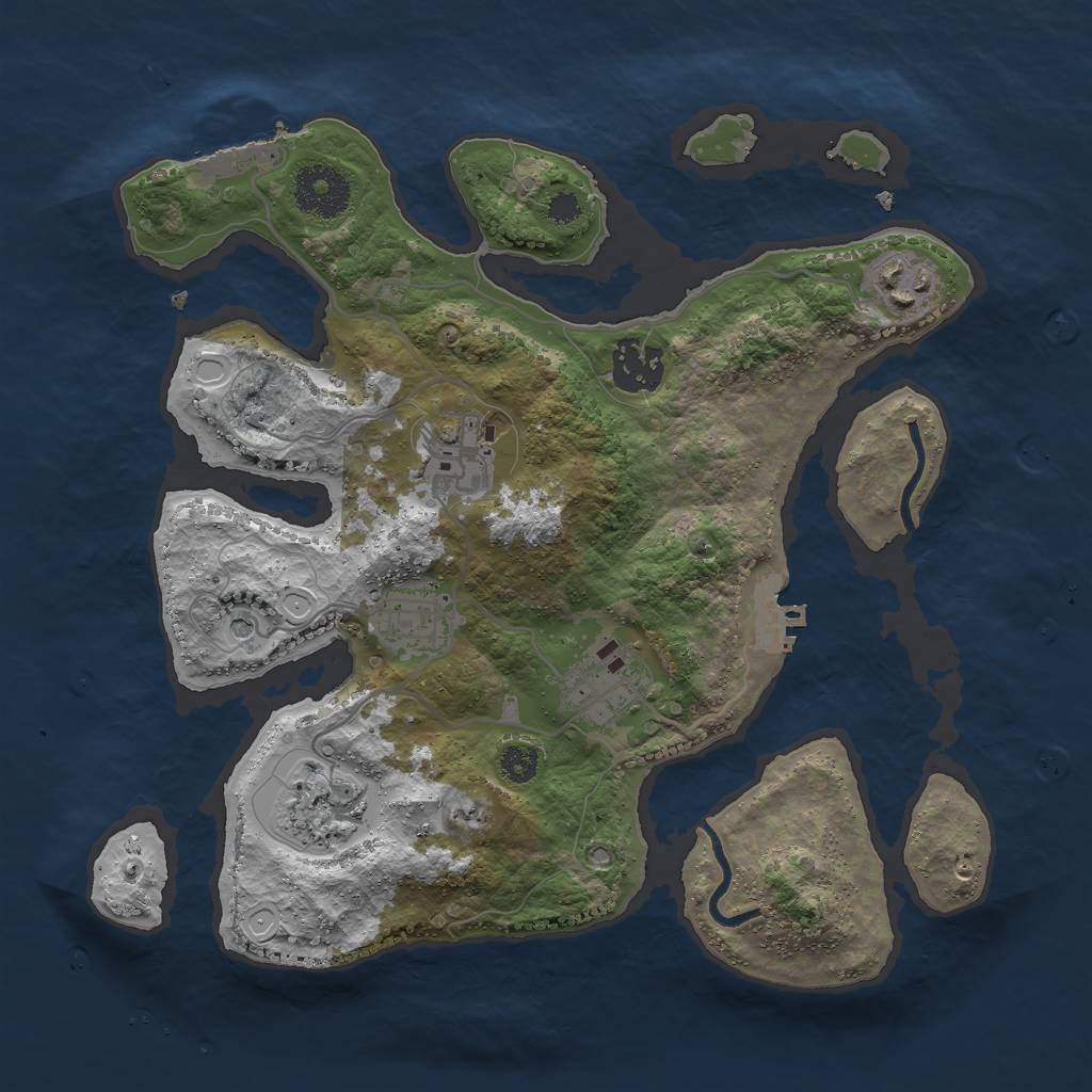 Rust Map: Procedural Map, Size: 3000, Seed: 2003, 17 Monuments