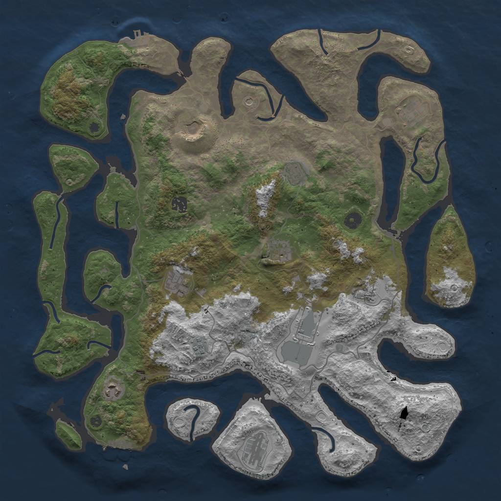 Rust Map: Procedural Map, Size: 4500, Seed: 1068904053, 22 Monuments