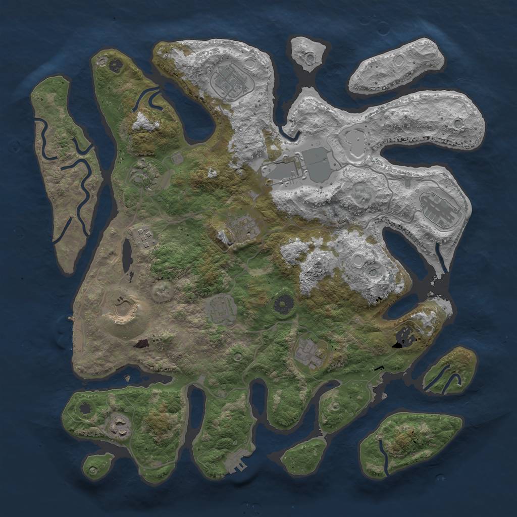 Rust Map: Procedural Map, Size: 3950, Seed: 1762311437, 22 Monuments