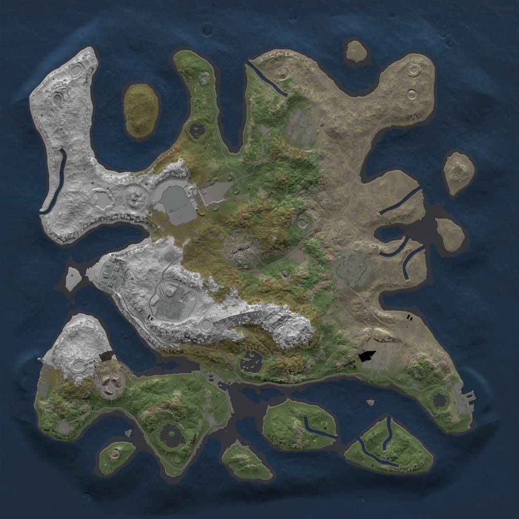 Rust Map: Procedural Map, Size: 3500, Seed: 1722594357, 19 Monuments