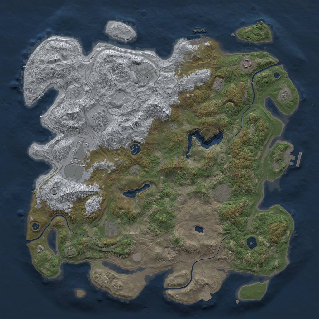 Rust Map: Procedural Map, Size: 4400, Seed: 98844655, 14 Monuments
