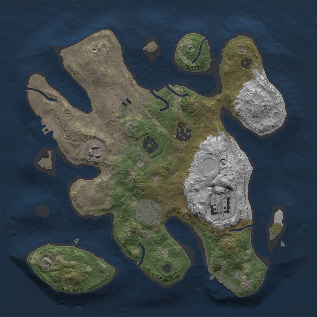 Rust Map: Procedural Map, Size: 3000, Seed: 1267064800, 16 Monuments