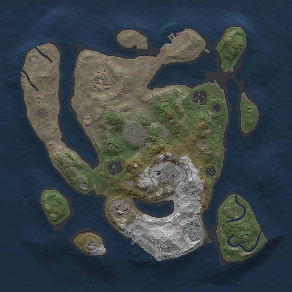 Rust Map: Procedural Map, Size: 3000, Seed: 869038827, 17 Monuments