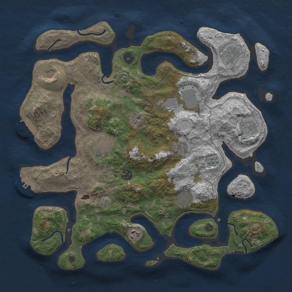 Rust Map: Procedural Map, Size: 4000, Seed: 123468, 21 Monuments