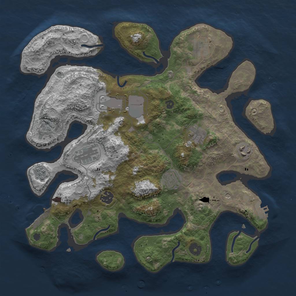 Rust Map: Procedural Map, Size: 3500, Seed: 821561, 19 Monuments