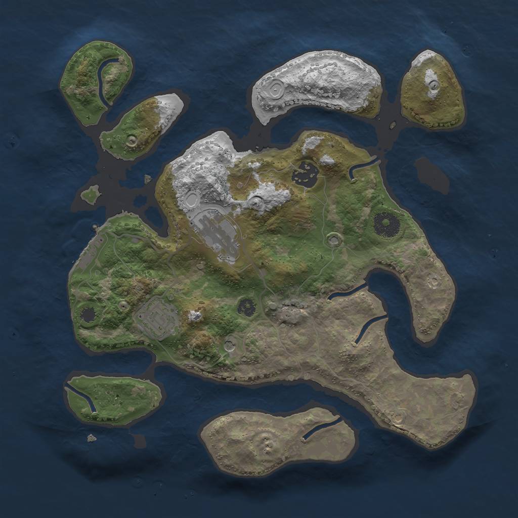 Rust Map: Procedural Map, Size: 3000, Seed: 2094175854, 13 Monuments