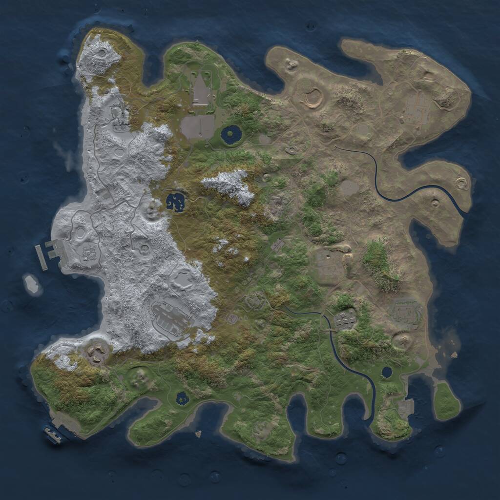 Rust Map: Procedural Map, Size: 3850, Seed: 1194747531, 16 Monuments