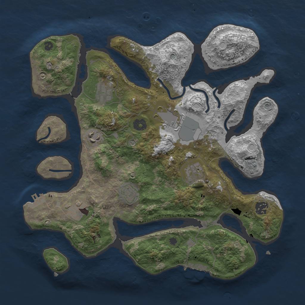 Rust Map: Procedural Map, Size: 3500, Seed: 1290078828, 19 Monuments