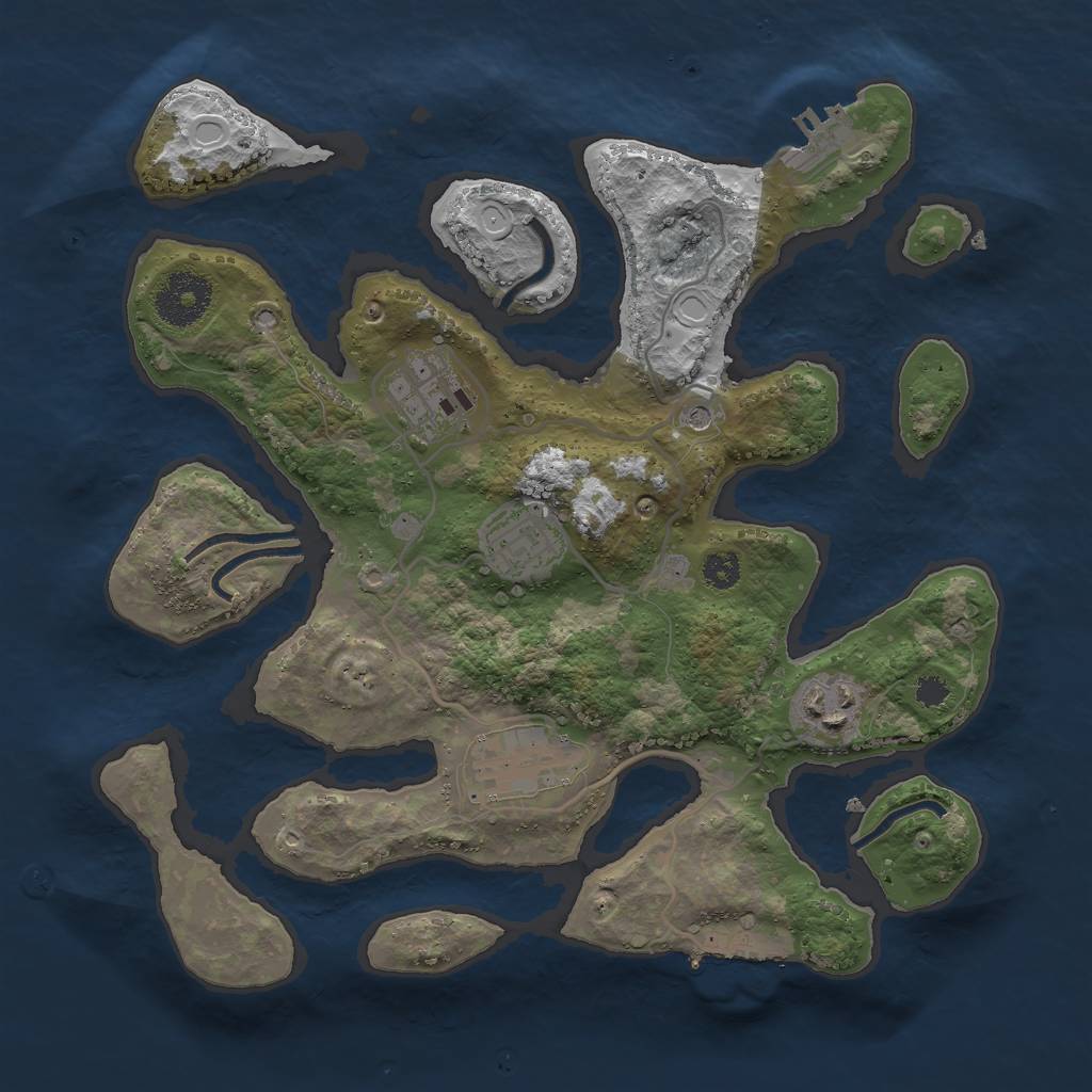 Rust Map: Procedural Map, Size: 3000, Seed: 500010, 15 Monuments