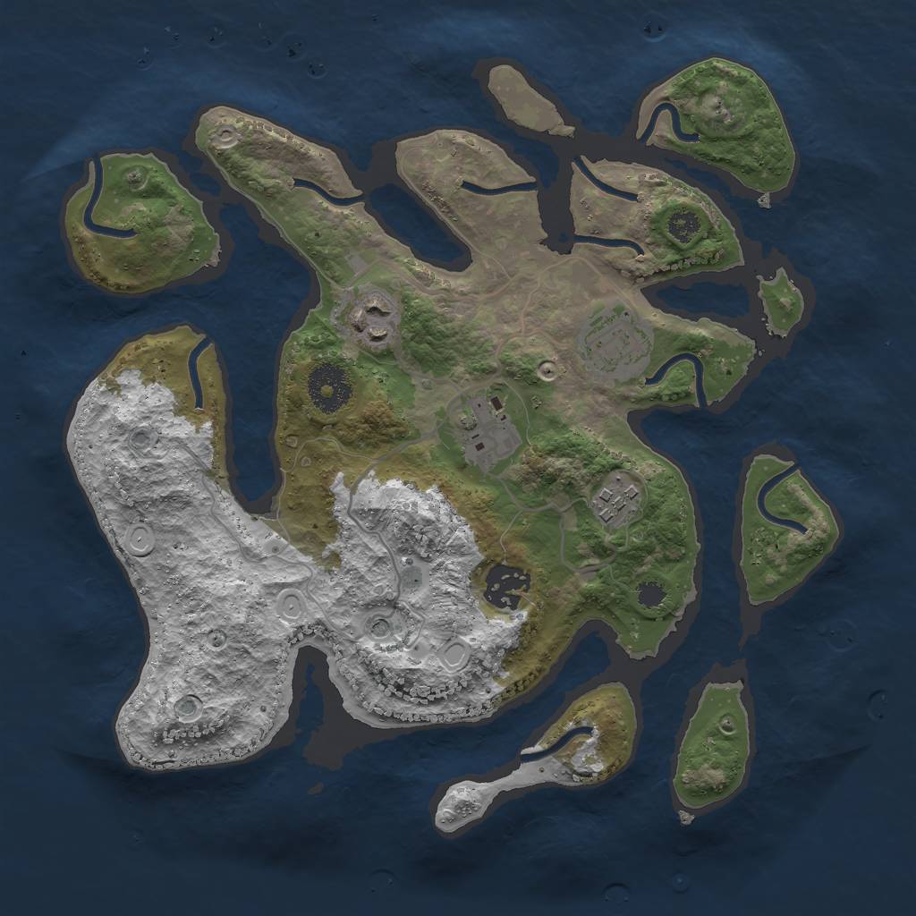 Rust Map: Procedural Map, Size: 3000, Seed: 596715075, 14 Monuments