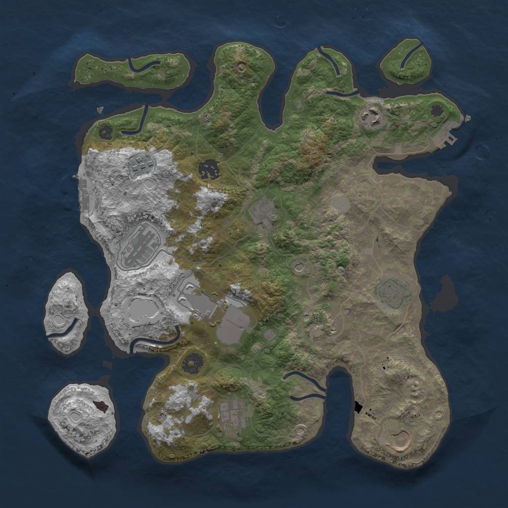 Rust Map: Procedural Map, Size: 3600, Seed: 1897754124, 18 Monuments