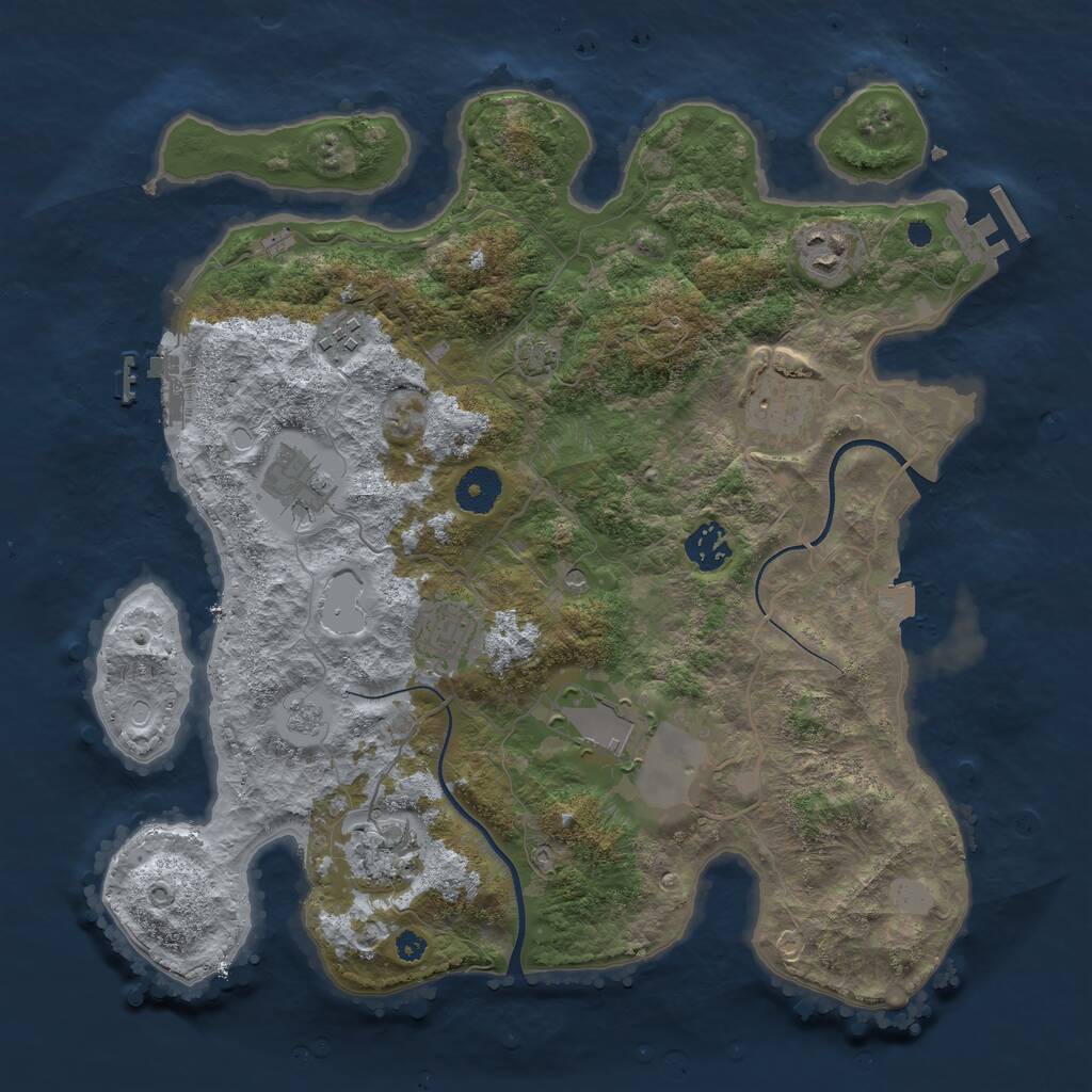 Rust Map: Procedural Map, Size: 3600, Seed: 1897754124, 14 Monuments
