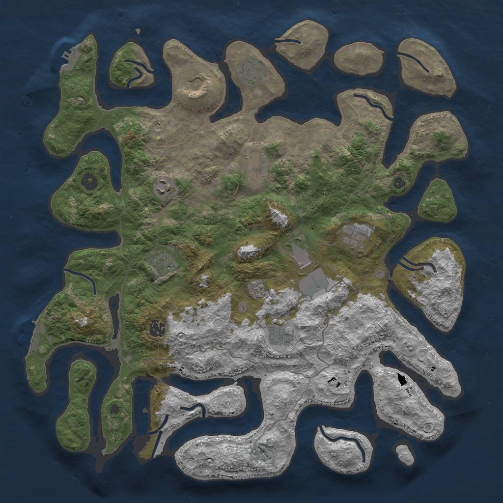 Rust Map: Procedural Map, Size: 4500, Seed: 23783748, 21 Monuments