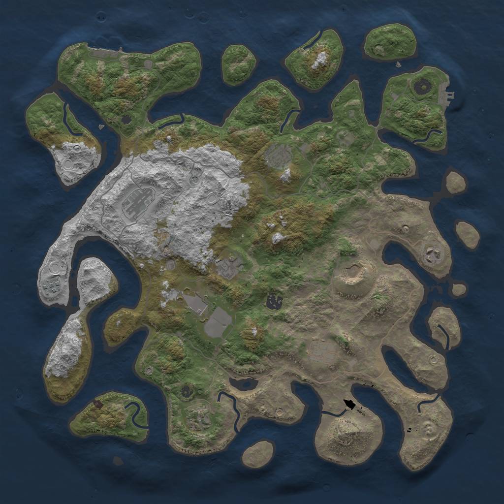 Rust Map: Procedural Map, Size: 4500, Seed: 1249559250, 21 Monuments