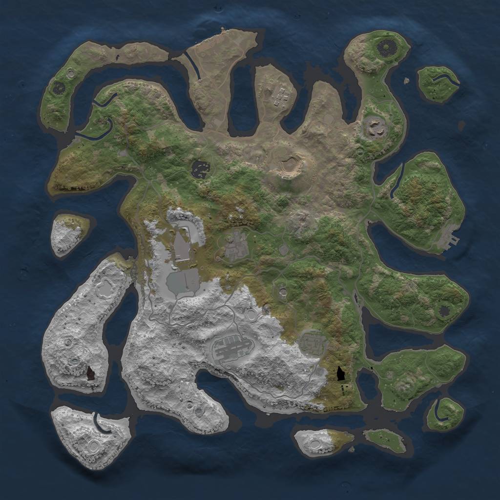 Rust Map: Procedural Map, Size: 4000, Seed: 43597176, 19 Monuments